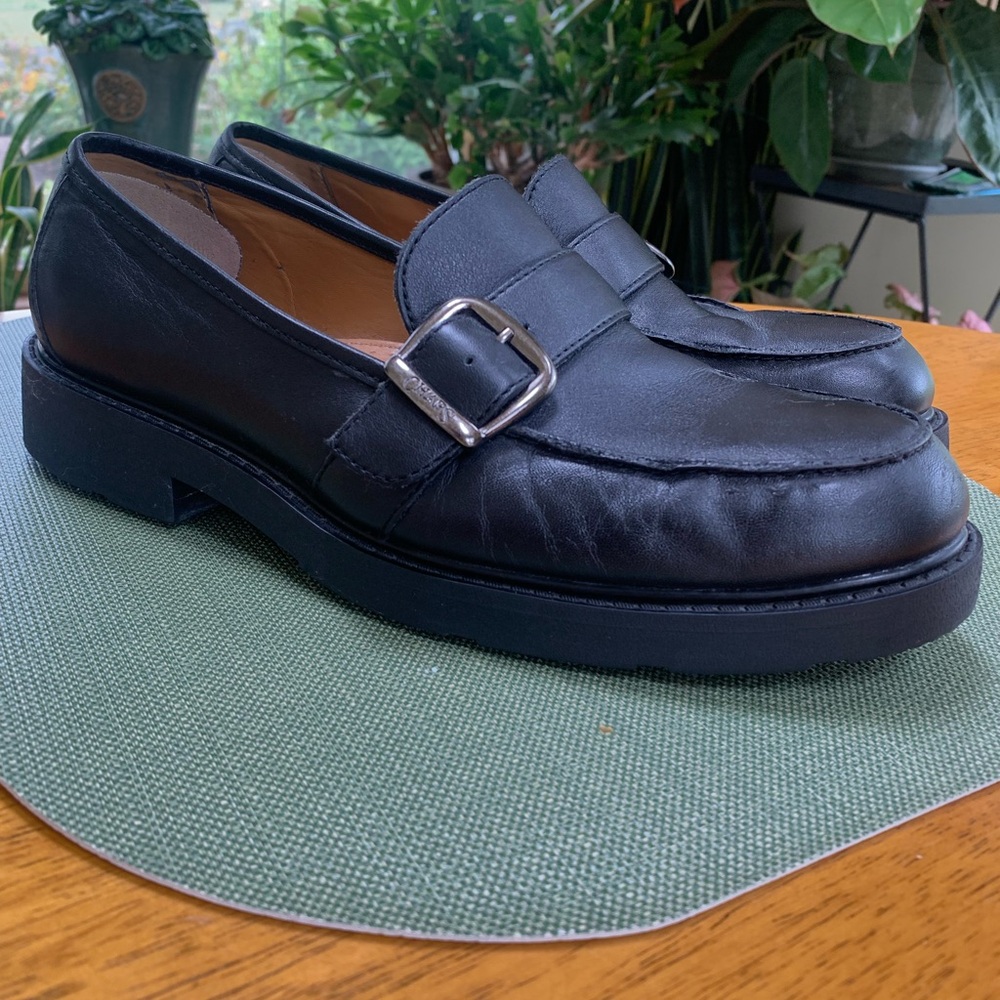 Vintage Black Buckle Loafers